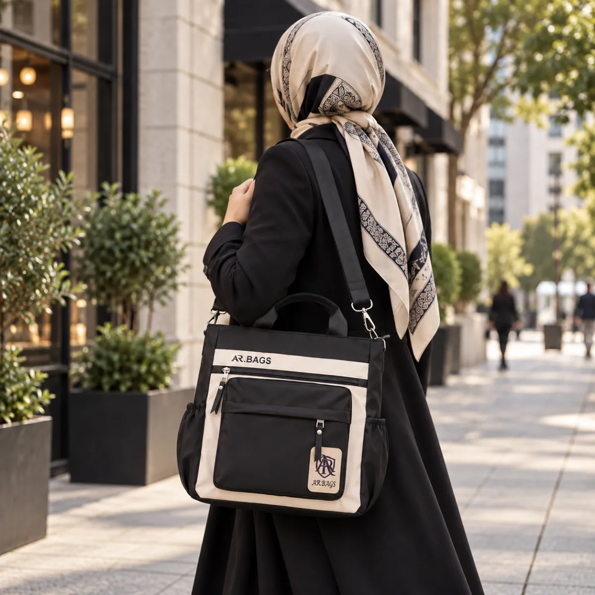 شنطة كتف توت للنساء من ايه ار باجز مع جيوب متعددة، شنطة يد بسحاب للاغلاق للعمل والجامعة والاستخدام اليومي