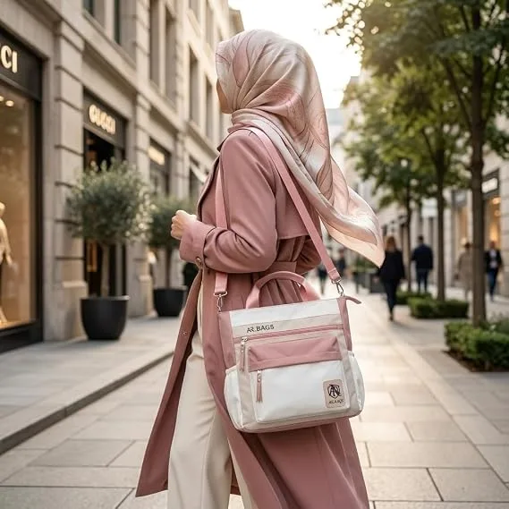 شنطة كتف توت للنساء من ايه ار باجز مع جيوب متعددة، شنطة يد بسحاب للاغلاق للعمل والجامعة والاستخدام اليومي